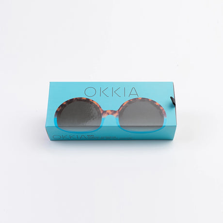 OKKIA Monica Occhiali da Sole Donna Tondi Avana Blu