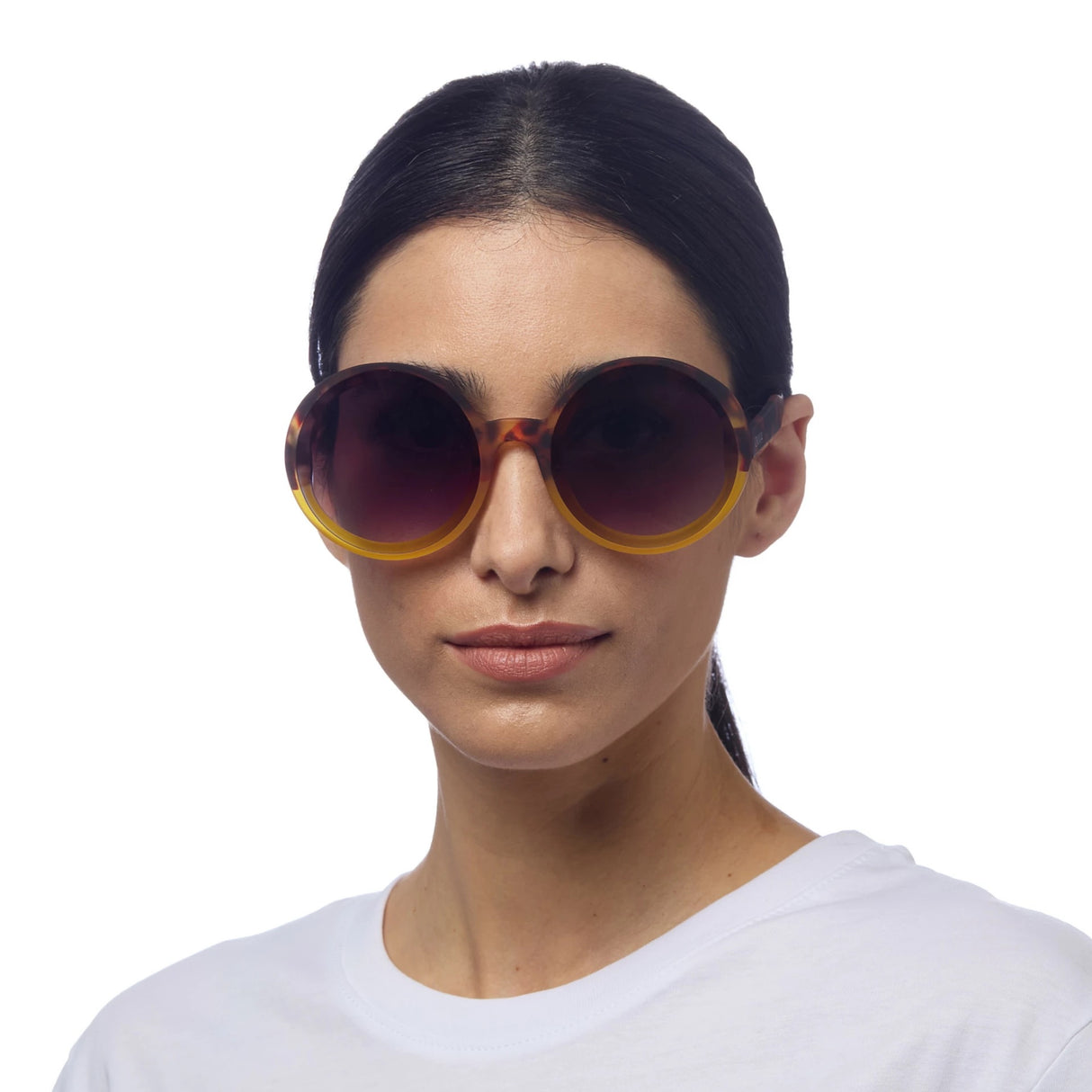 OKKIA Monica Occhiali da Sole Donna Tondi Avana Giallo