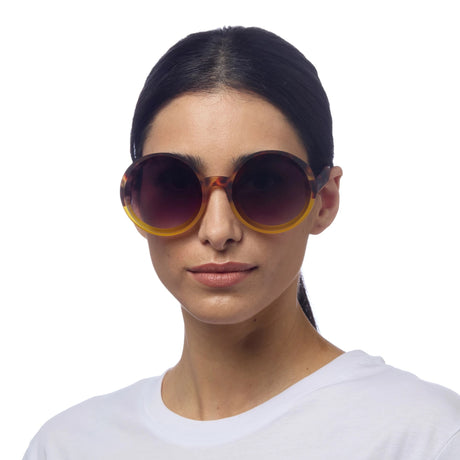 OKKIA Monica Occhiali da Sole Donna Tondi Avana Giallo