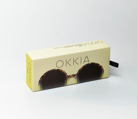 OKKIA Monica Occhiali da Sole Donna Tondi Avana Giallo