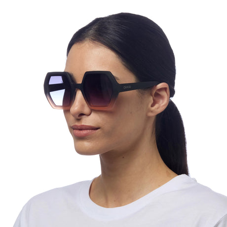OKKIA Emma Occhiali da Sole Donna Esagonali Nero Sfumato Rosa