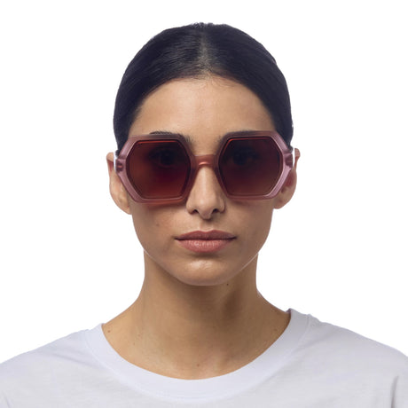 OKKIA Emma Occhiali da Sole Donna Esagonali Rosa Avana