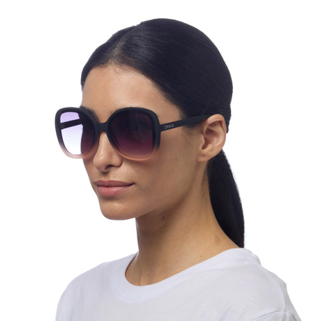 OKKIA Anna Occhiali da Sole Donna Esagonali Nero Sfumato Rosa