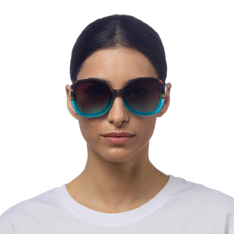 OKKIA Anna Occhiali da Sole Donna Esagonali Avana Blu