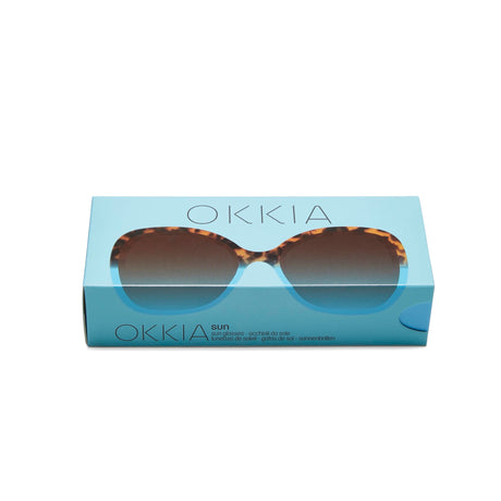 OKKIA Anna Occhiali da Sole Donna Esagonali Avana Blu