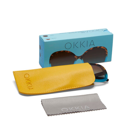 OKKIA Anna Occhiali da Sole Donna Esagonali Avana Blu