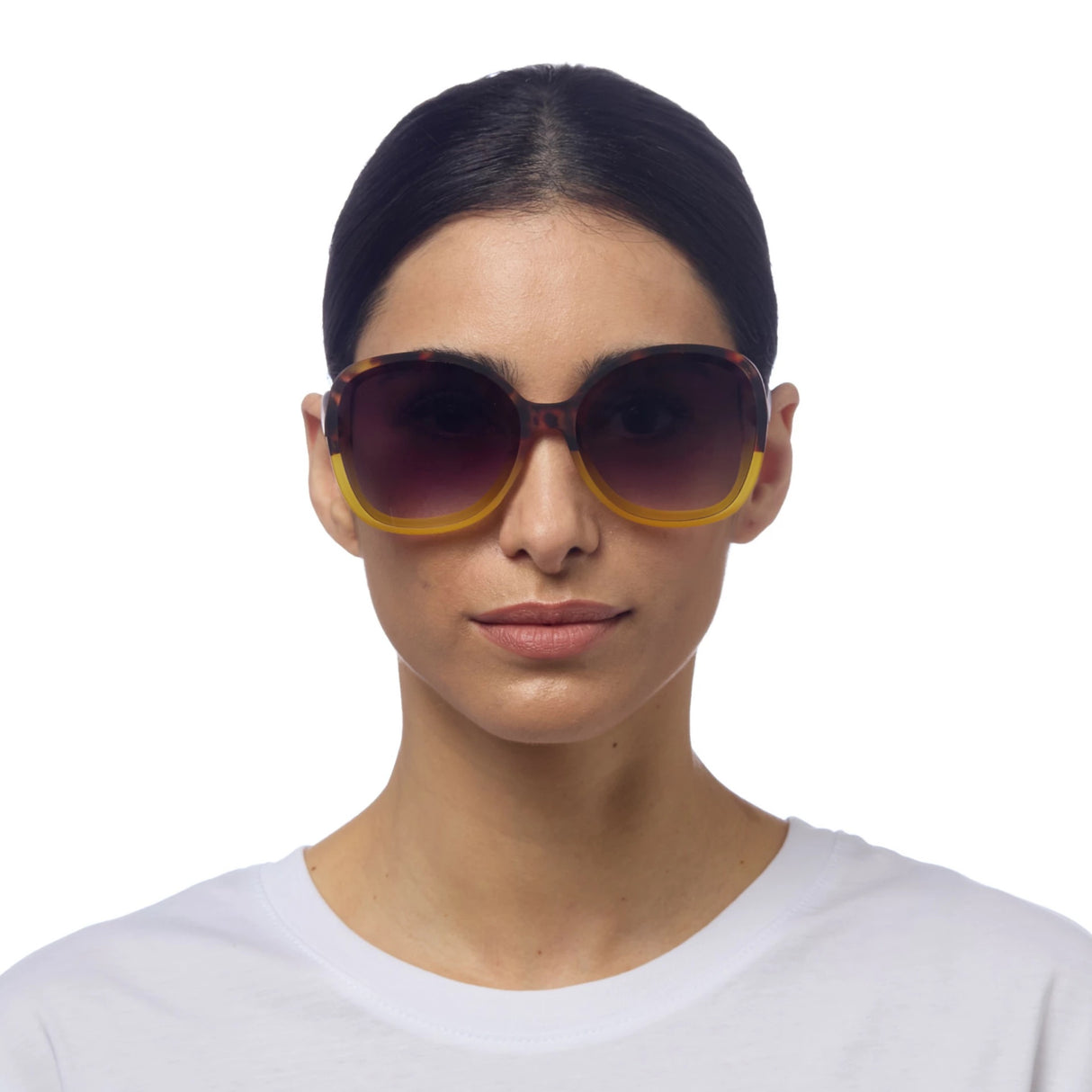 OKKIA Anna Occhiali da Sole Donna Esagonali Avana Giallo