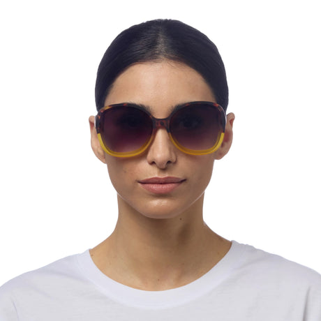 OKKIA Anna Occhiali da Sole Donna Esagonali Avana Giallo