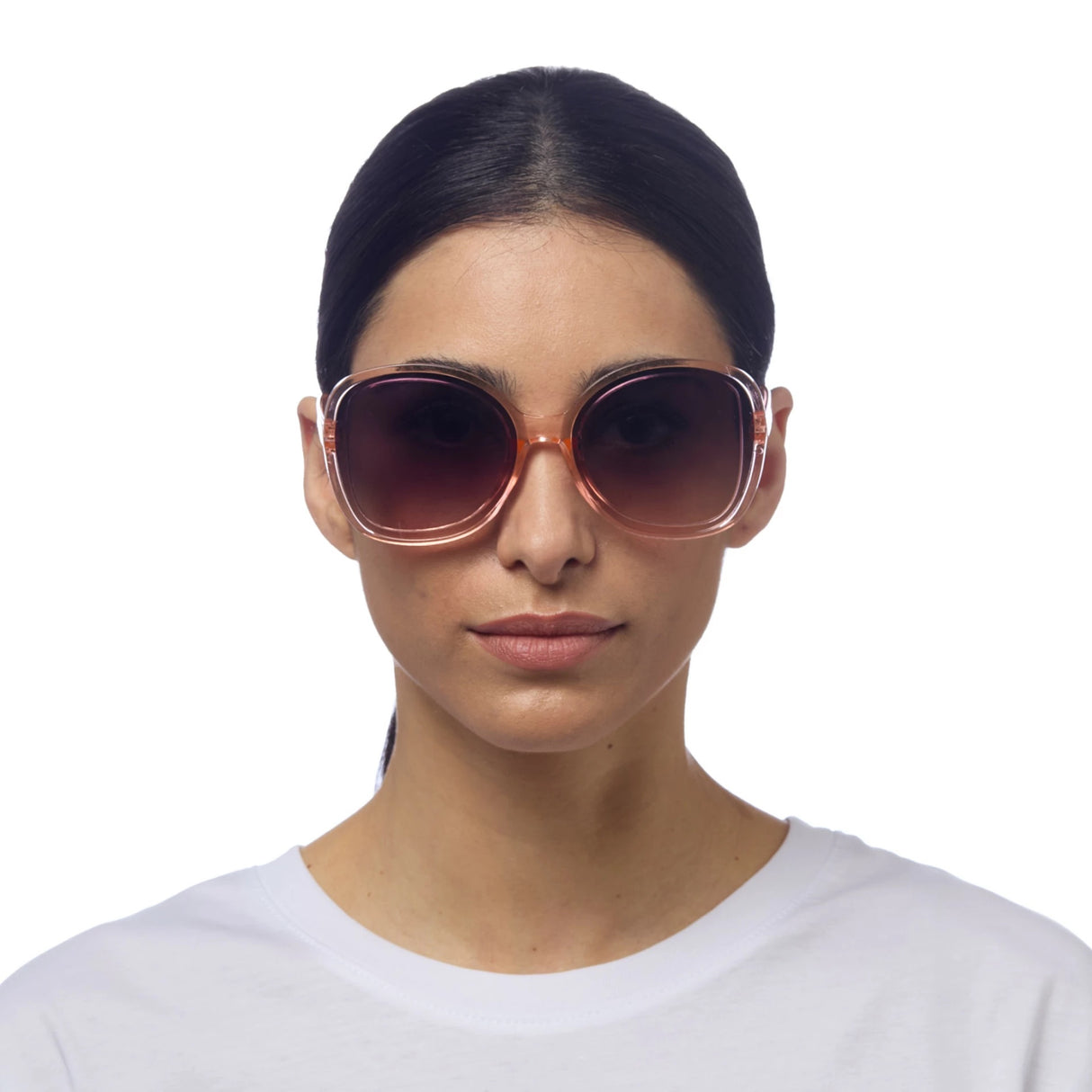 OKKIA Anna Occhiali da Sole Donna Esagonali Rosa Trasparente