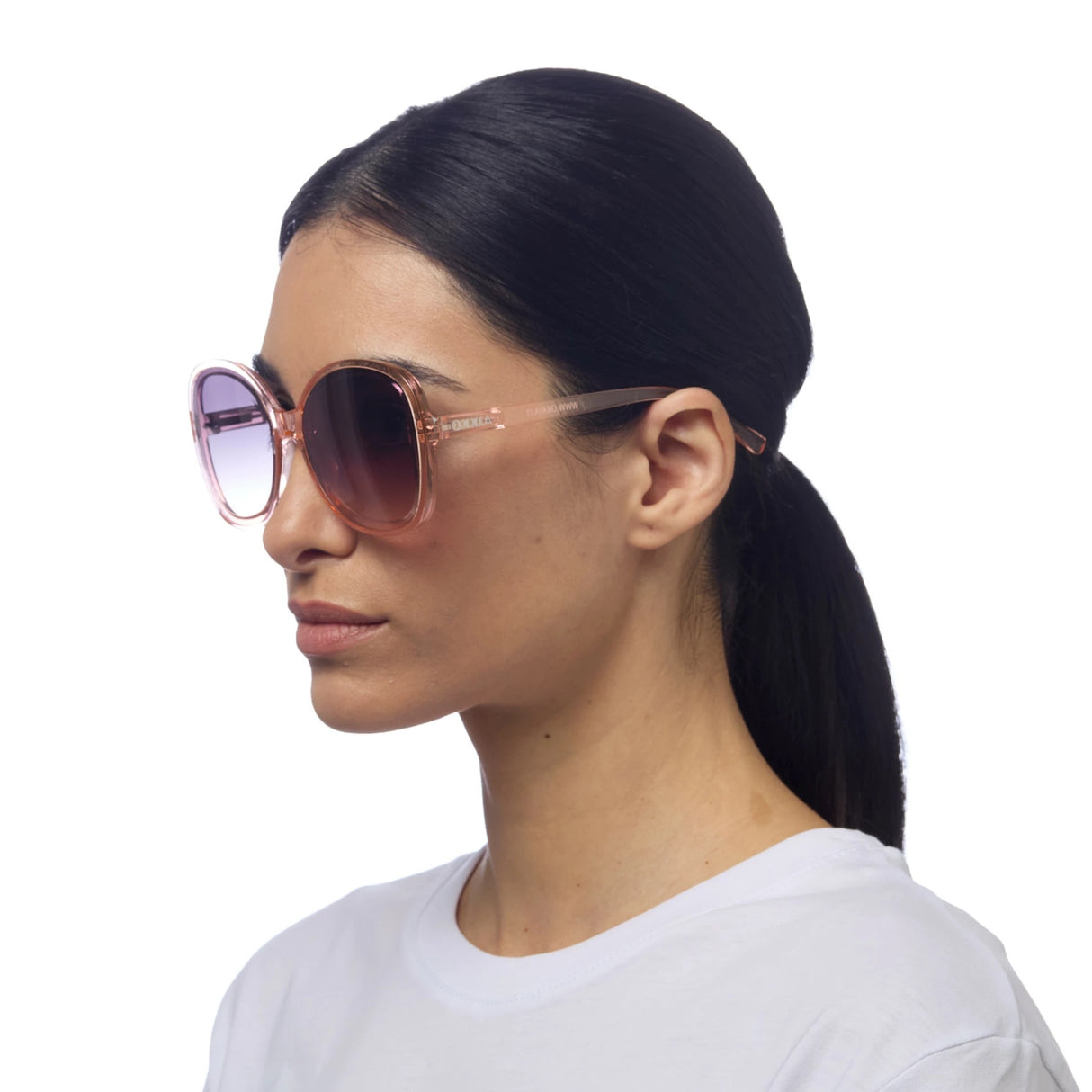 OKKIA Anna Occhiali da Sole Donna Esagonali Rosa Trasparente