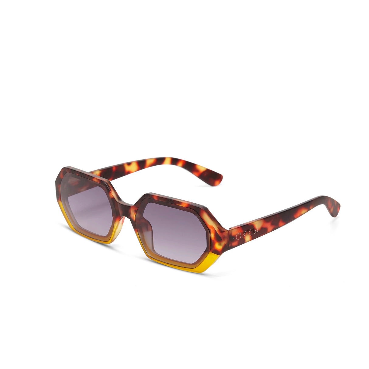 OKKIA Andrea Occhiali da Sole Unisex Esagonale Avana Giallo