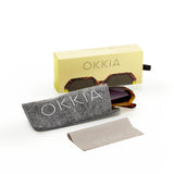 OKKIA Andrea Occhiali da Sole Unisex Esagonale Avana Giallo