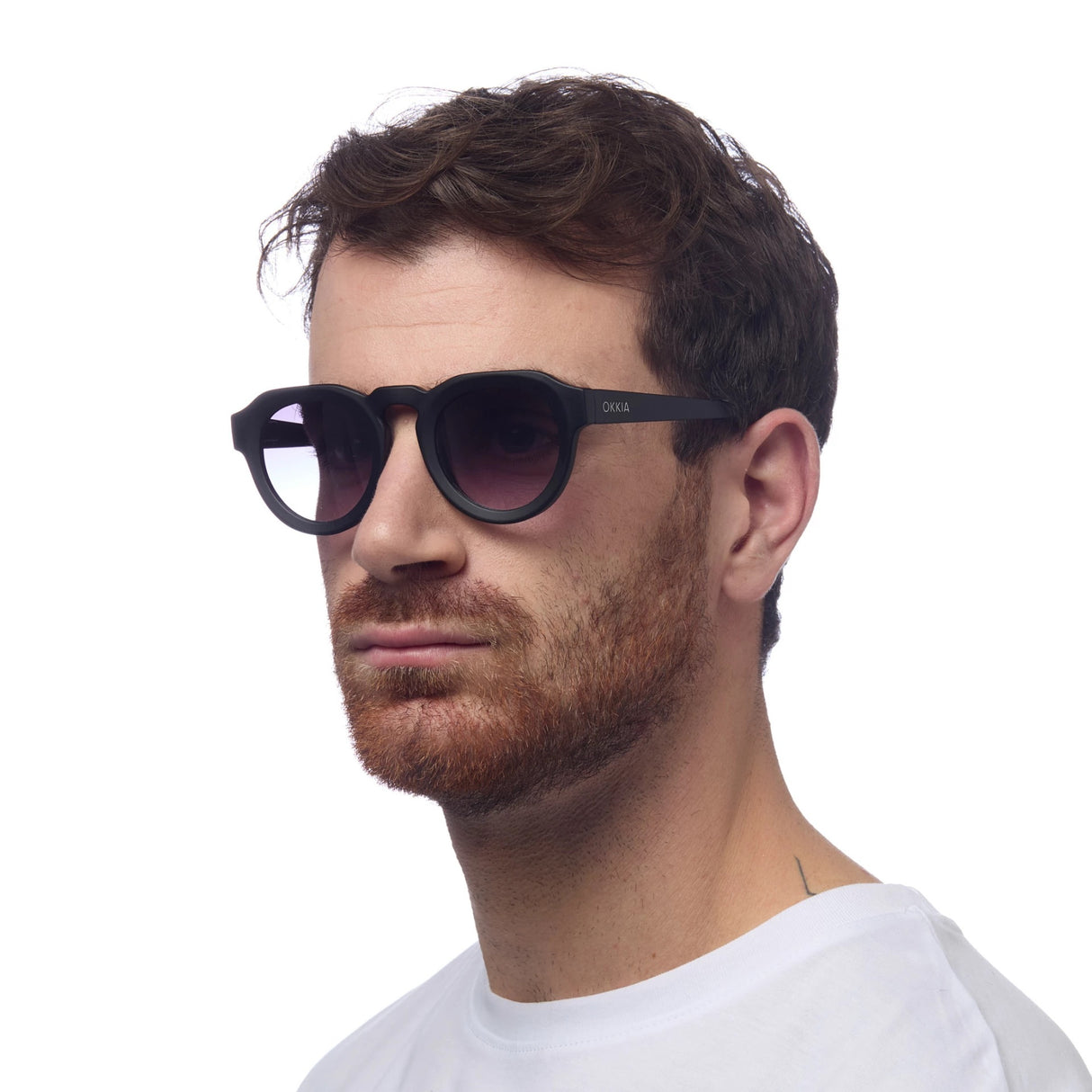 OKKIA Zeono Occhiali da Sole Unisex Tondo Nero