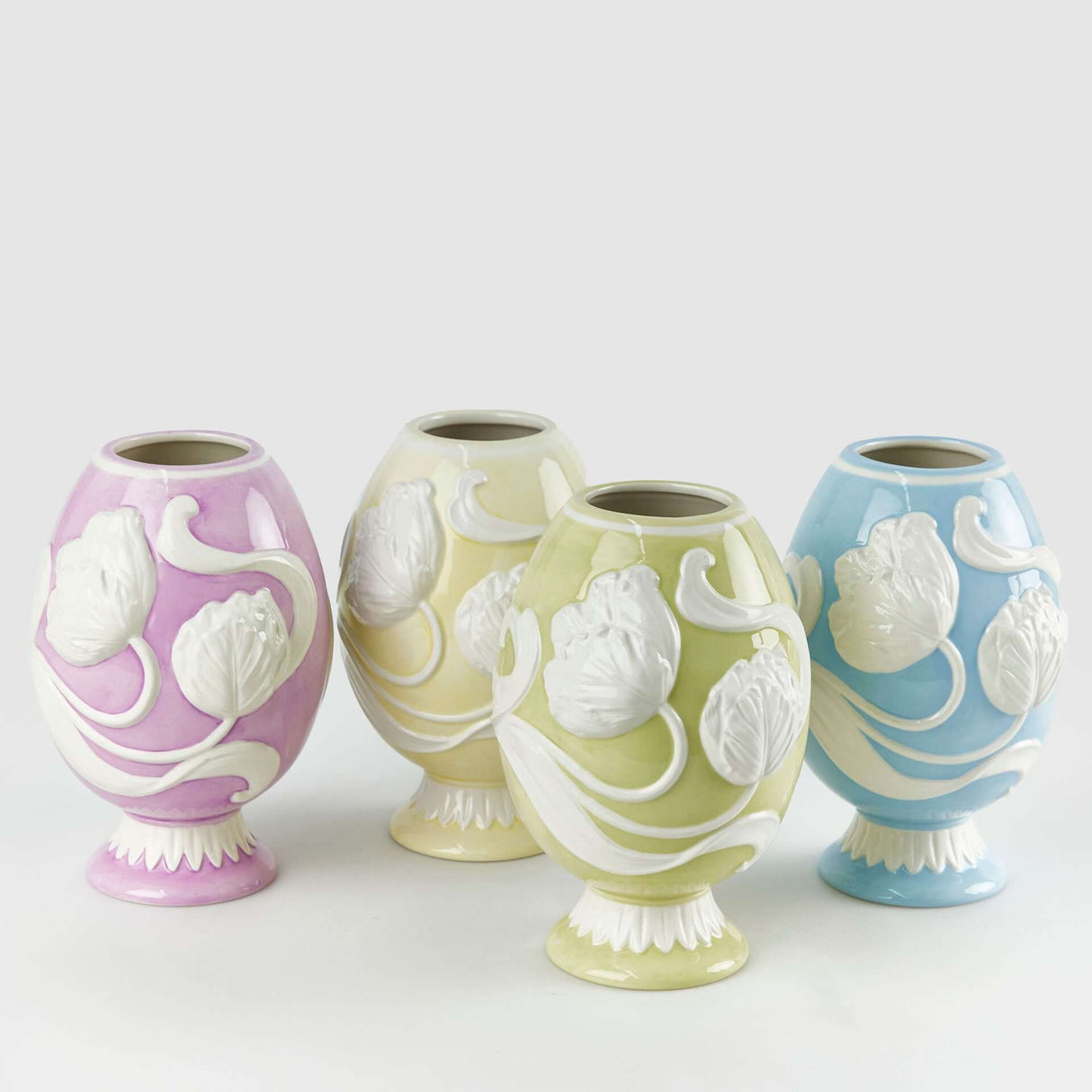 EDG Enzo De Gasperi Vaso Uovo Floreale Azzurro 20x14cm Decorazione di Pasqua