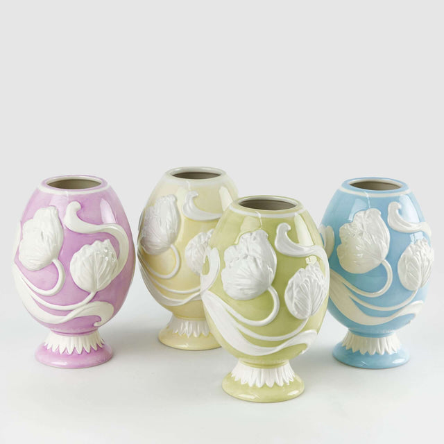 EDG Enzo De Gasperi Vaso Uovo Floreale Azzurro 20x14cm Decorazione di Pasqua