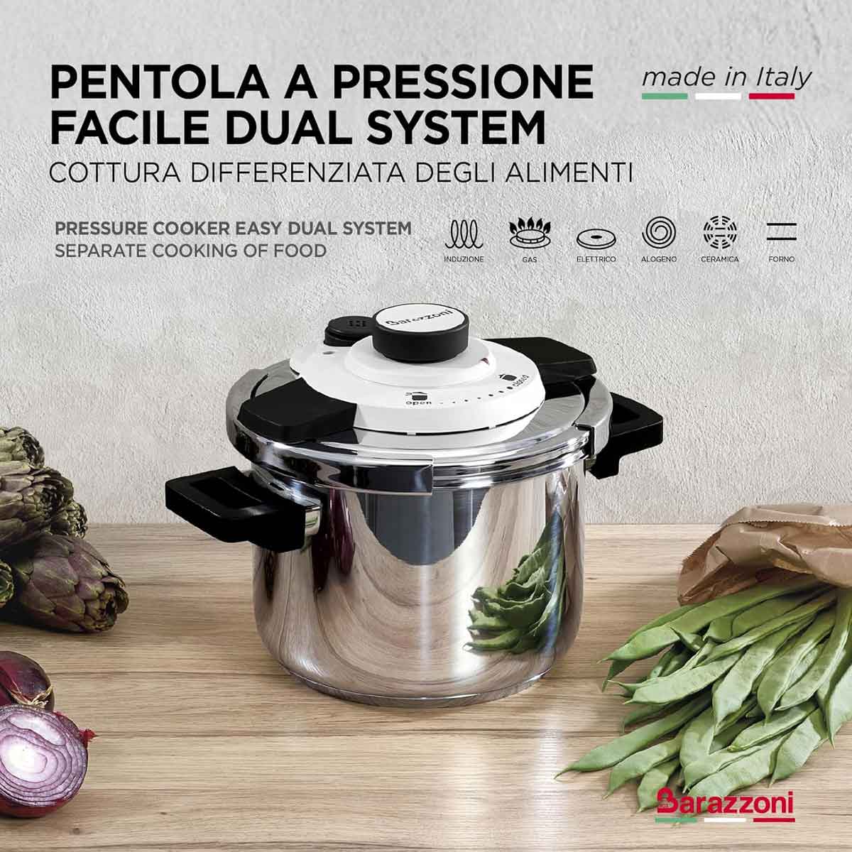 BARAZZONI Facile Dual System Pressure Cooker 4.5 L Stainless Steel 22cm