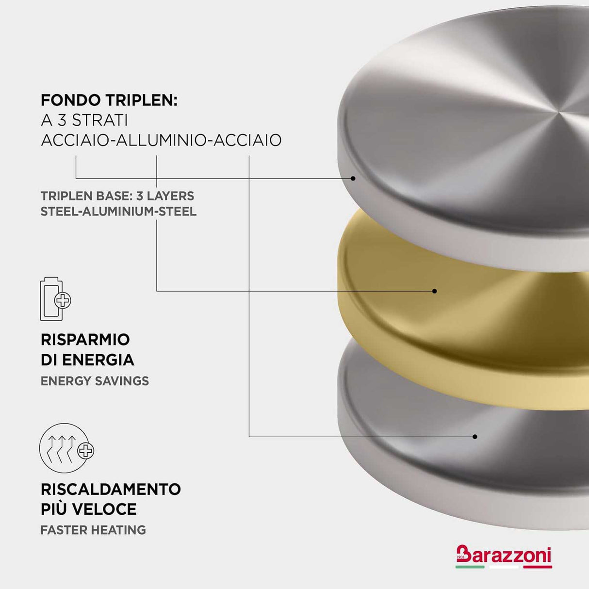 BARAZZONI Facile Dual System Pressure Cooker 6 L Stainless Steel 22cm