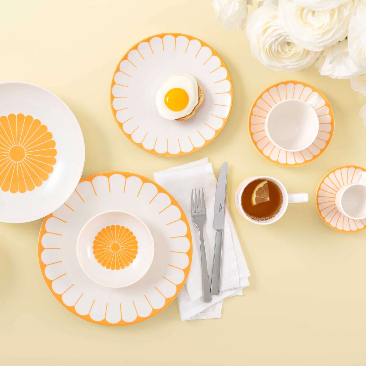 VILLEROY & BOCH Fleur Soleil Piatto da Pasta Set 6 Pezzi 24cm Giallo Porcellana