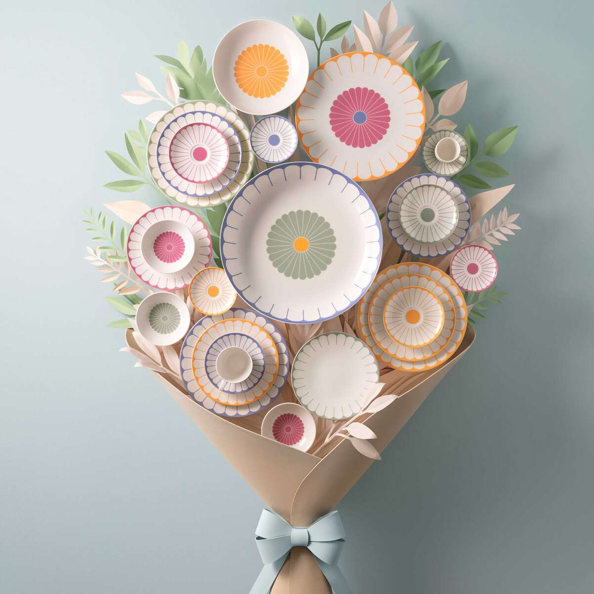 VILLEROY & BOCH Fleur Soleil Piatto da Pasta Set 6 Pezzi 24cm Giallo Porcellana
