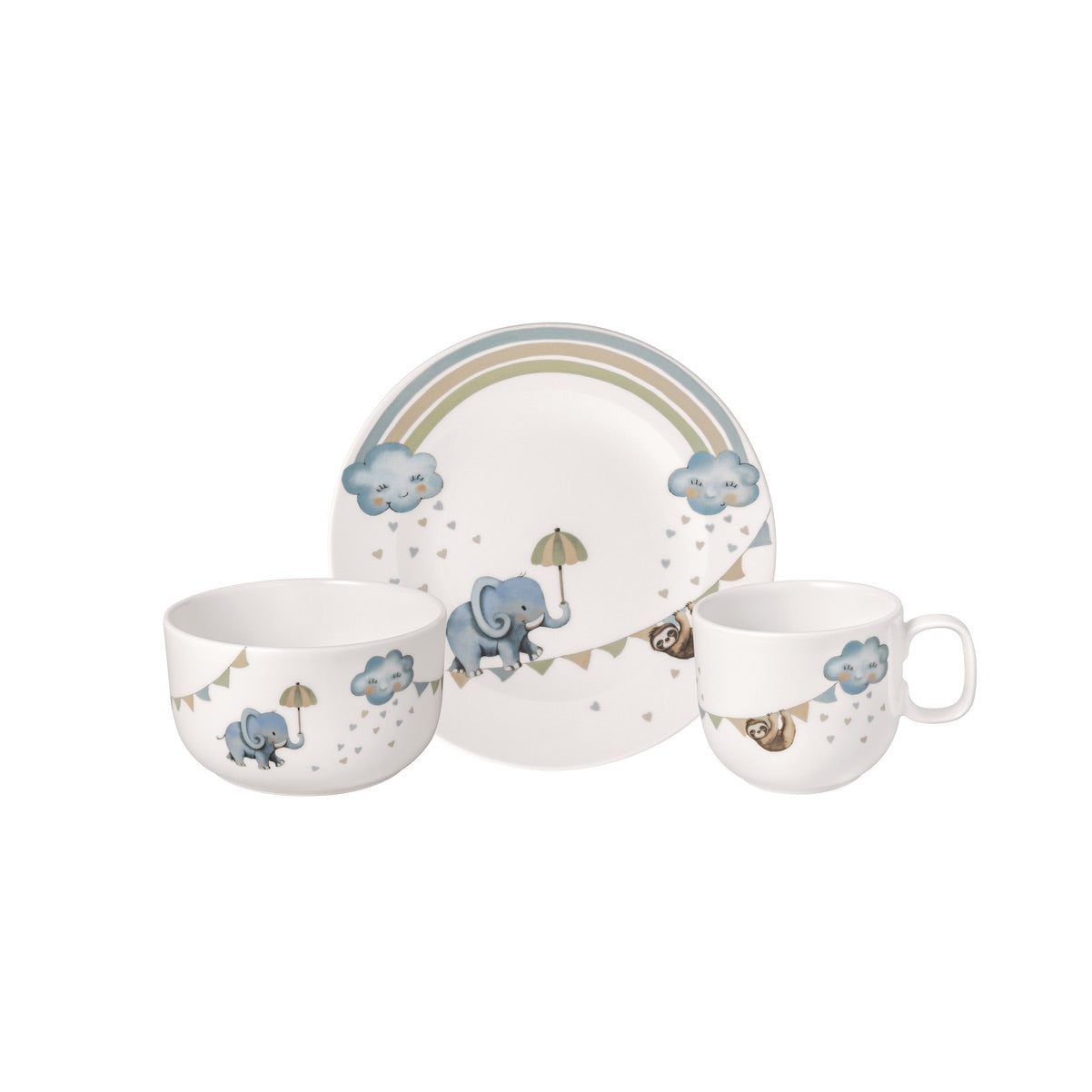 VILLEROY & BOCH Boho Kids Walk Like an Elephant Set Pappa Bimbo 3 Pezzi Porcellana