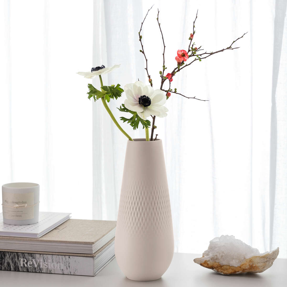 VILLEROY & BOCH Manufacture Collier Vaso Carre Beige Alto 26,5cm Porcellana