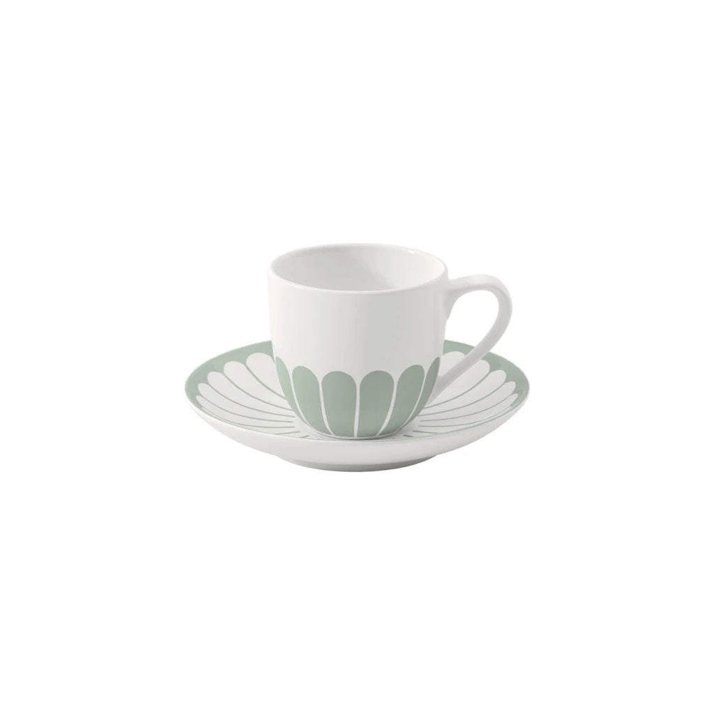VILLEROY & BOCH Fleur Vert Tazzina Caffè Espresso 70ml con Piattino 15cm Verde Porcellana