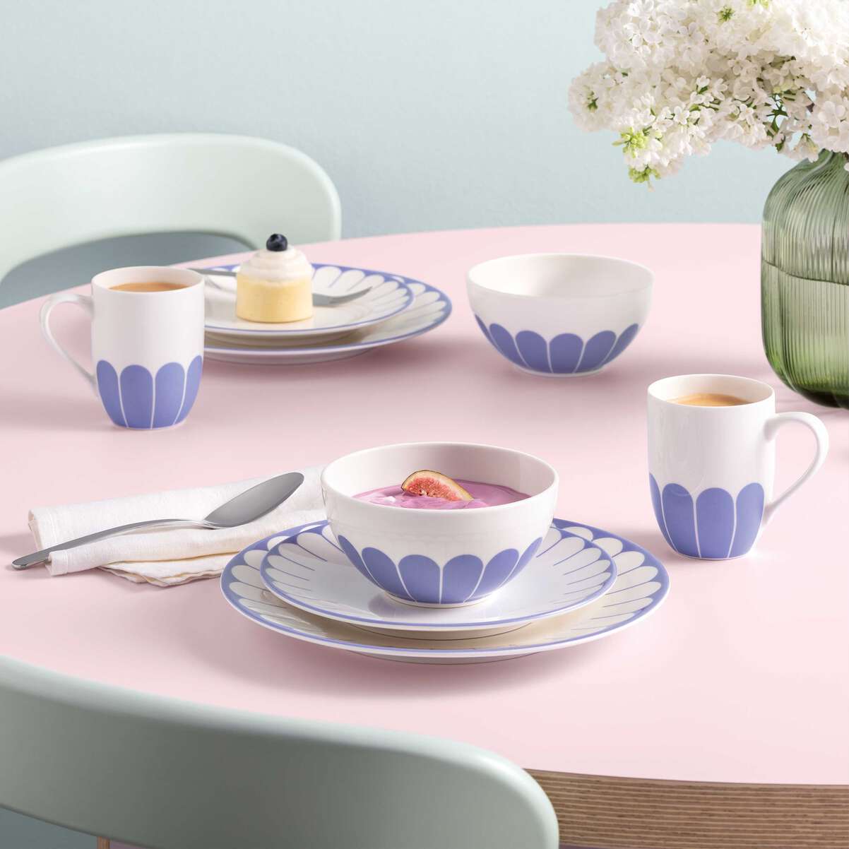 VILLEROY & BOCH Fleur Bleu Piatto Piano Set 6 Pezzi 27cm Blu Porcellana