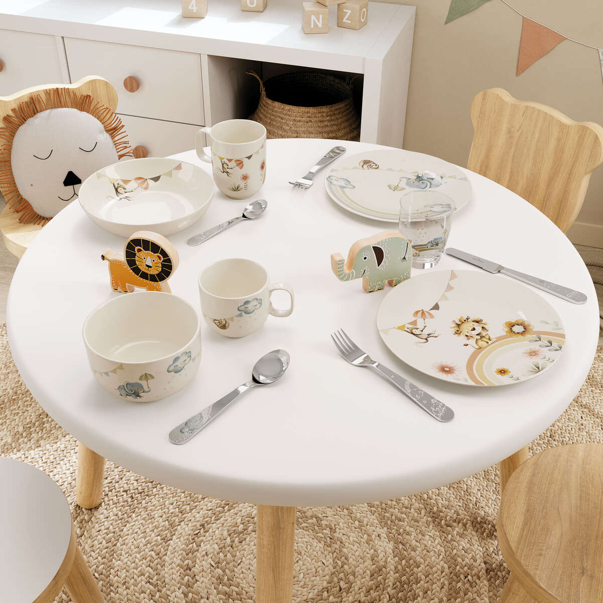 VILLEROY & BOCH Boho Kids Roar Lion Set Pappa Bimbo 7 Pezzi Porcellana