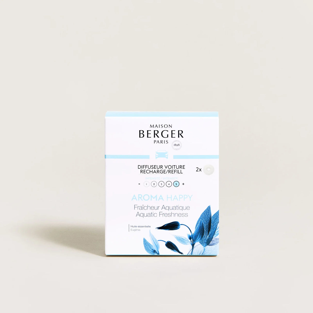LAMPE BERGER Ricarica per Diffusore Auto 2 Pezzi Aroma Happy Fraicheur Aquatique