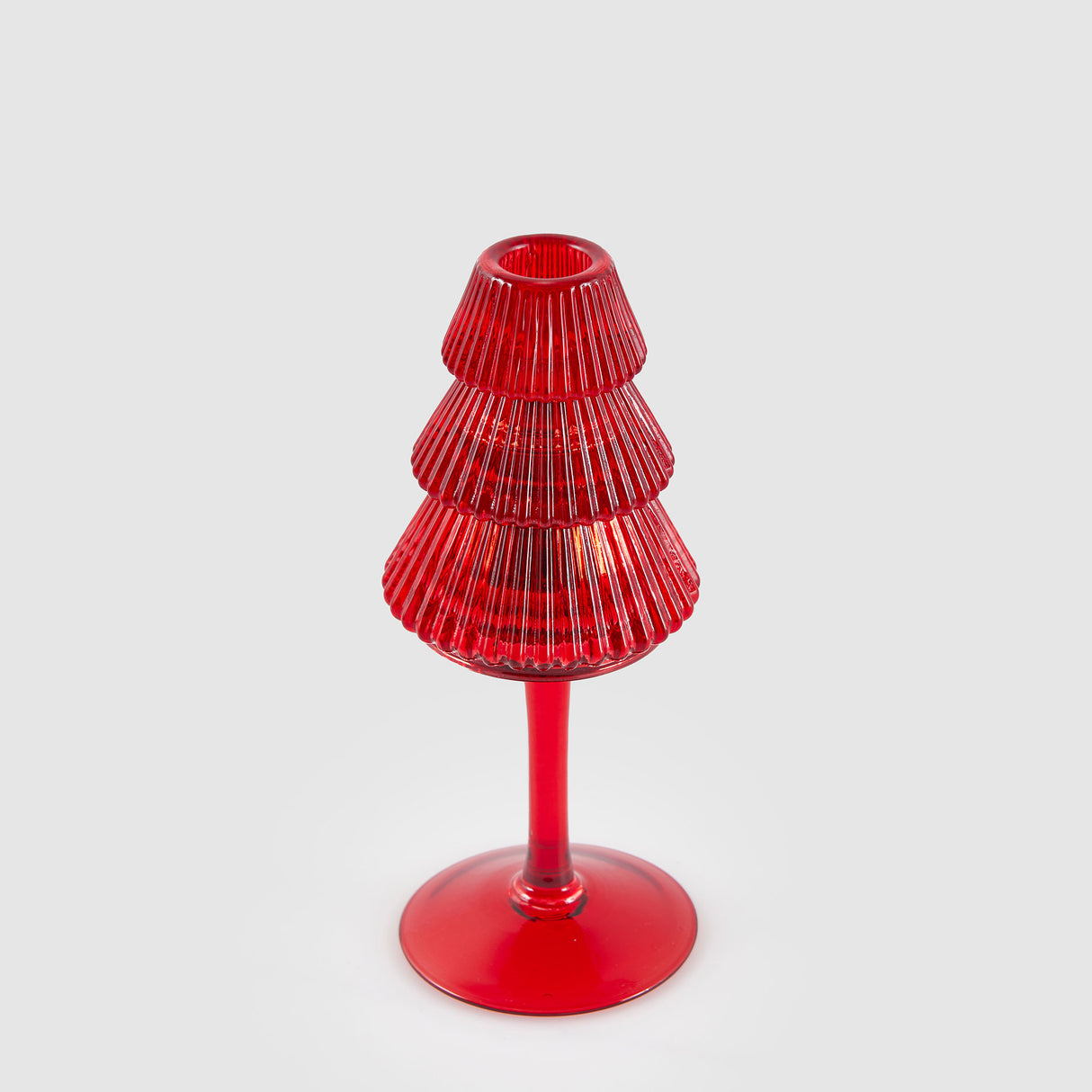 EDG Enzo De Gasperi Portacandela Pino Calice 19x8cm Rosso Vetro