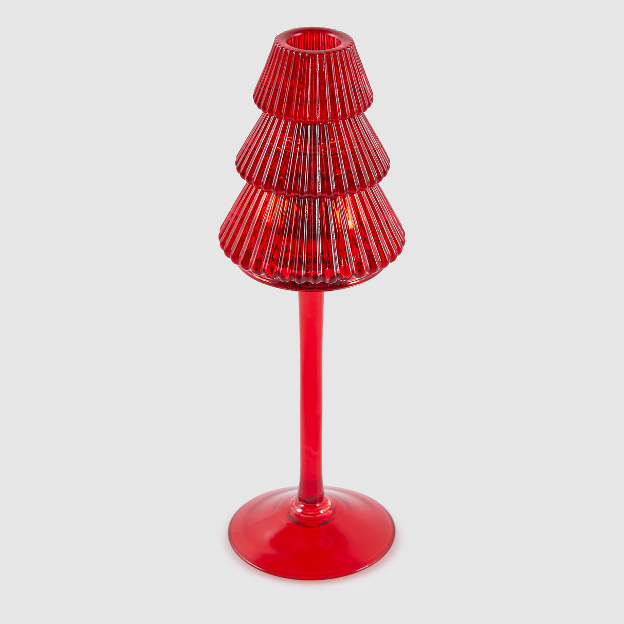 EDG Enzo De Gasperi Portacandela Pino Calice 25x8cm Rosso Vetro