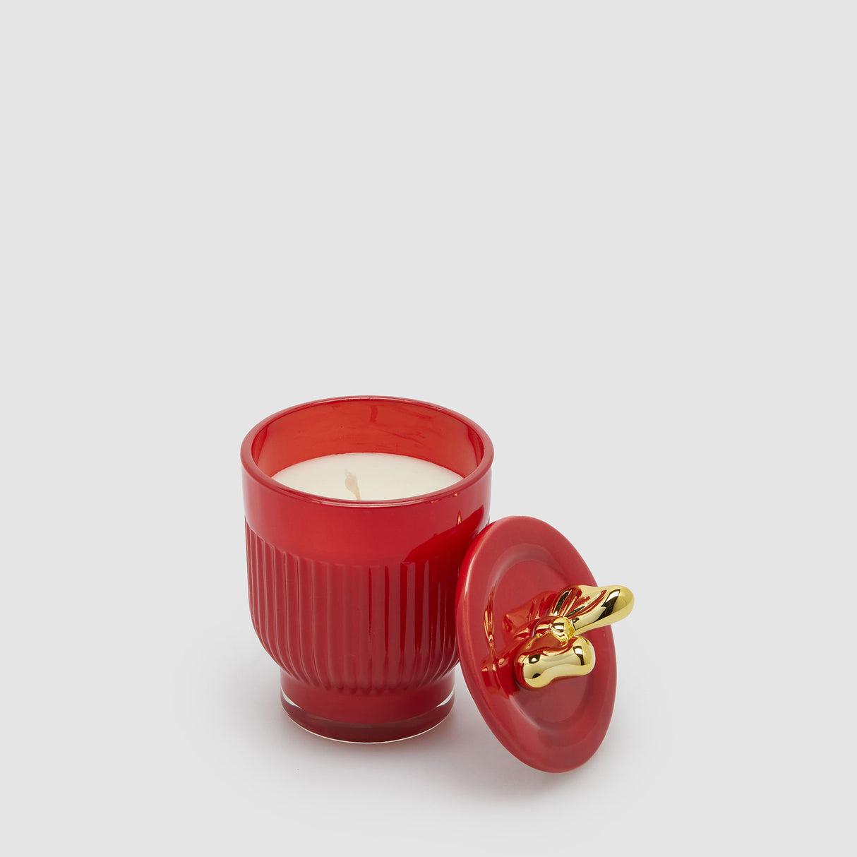 EDG Enzo De Gasperi Candela Profumata Natalizia Fiocco 11x7cm Vasetto in Ceramica Rosso
