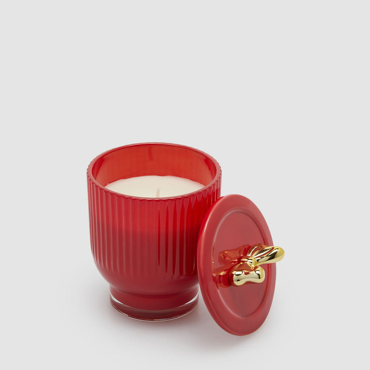 EDG Enzo De Gasperi Candela Profumata Natalizia Fiocco 13x9cm Vasetto in Ceramica Rosso