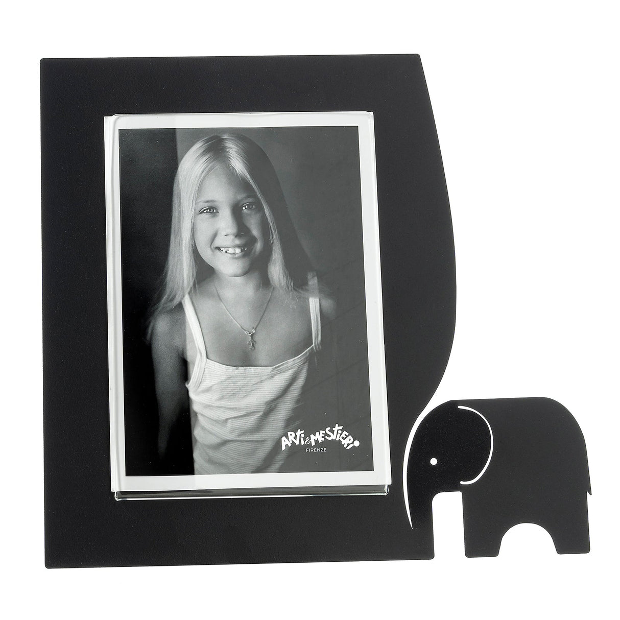 ARTI & MESTIERI Portafoto Elefantino Grande Nero 26x24,5cm