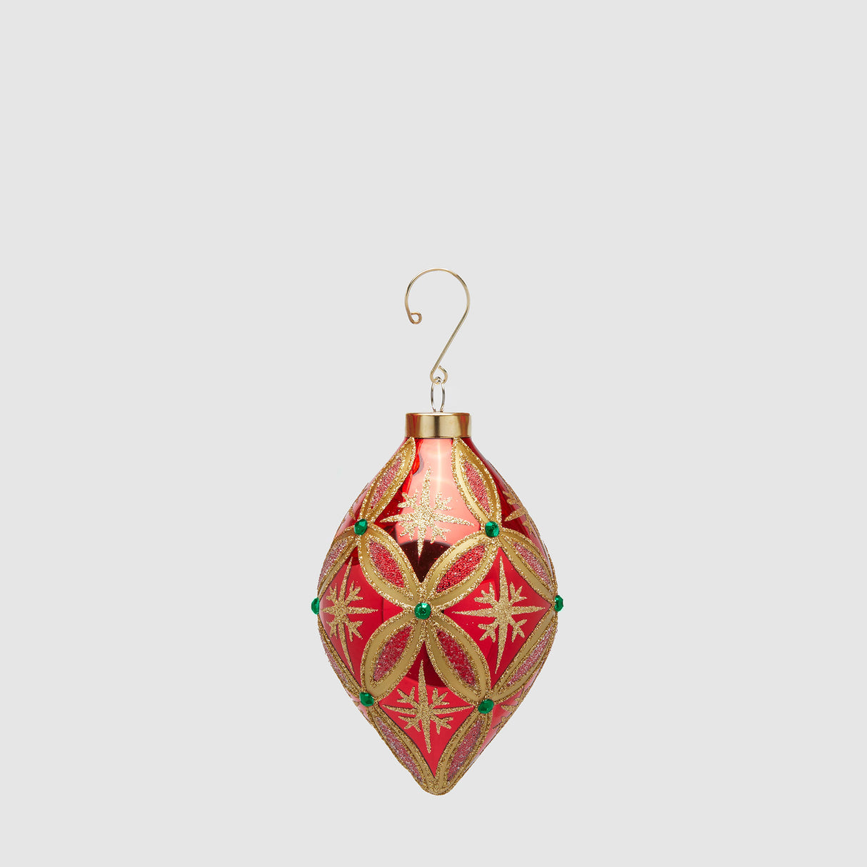 EDG Enzo De Gasperi Addobbo Fuso di Natale Rubini 10cm Rosso Oro Vetro