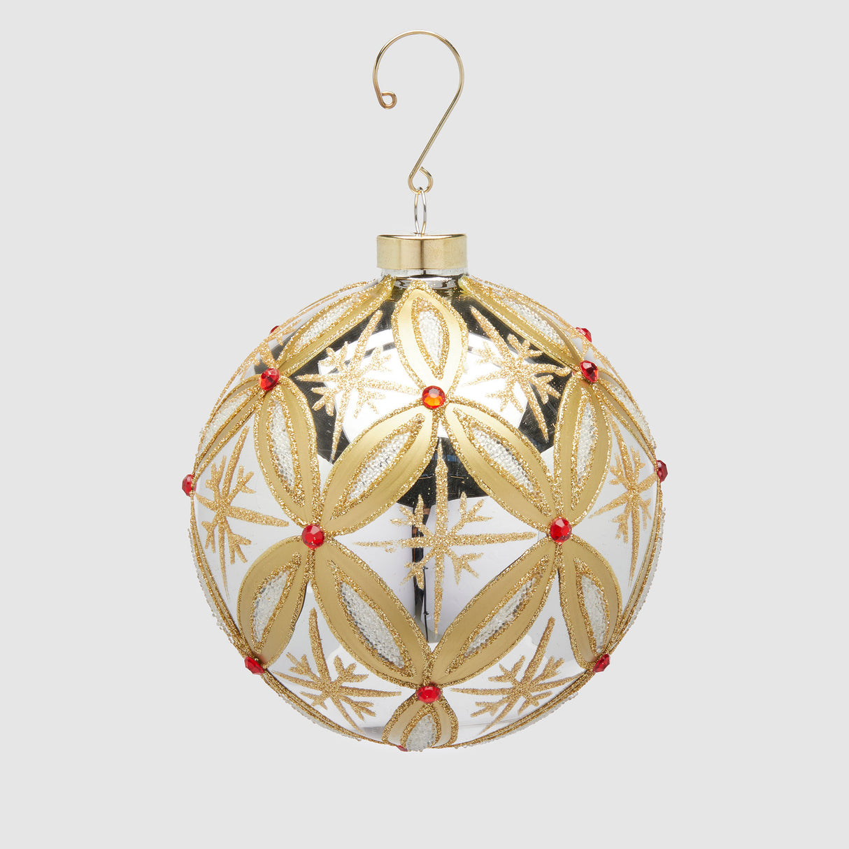 EDG Enzo De Gasperi Addobbo Pallina Sfera di Natale Rubini 12cm Oro Argento Vetro