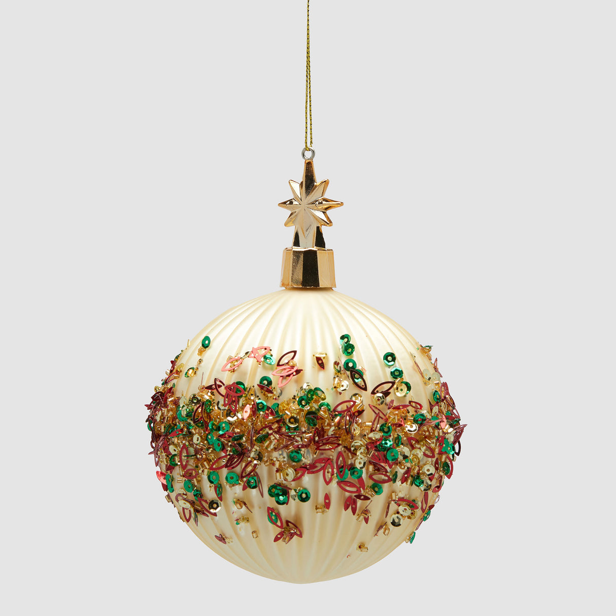 EDG Enzo De Gasperi Addobbo Pallina Sfera di Natale Mille Perle 10cm Oro
