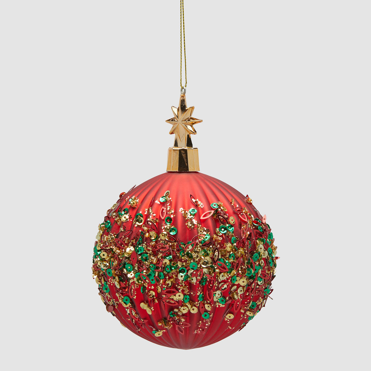 EDG Enzo De Gasperi Addobbo Pallina Sfera di Natale Mille Perle 10cm Rosso