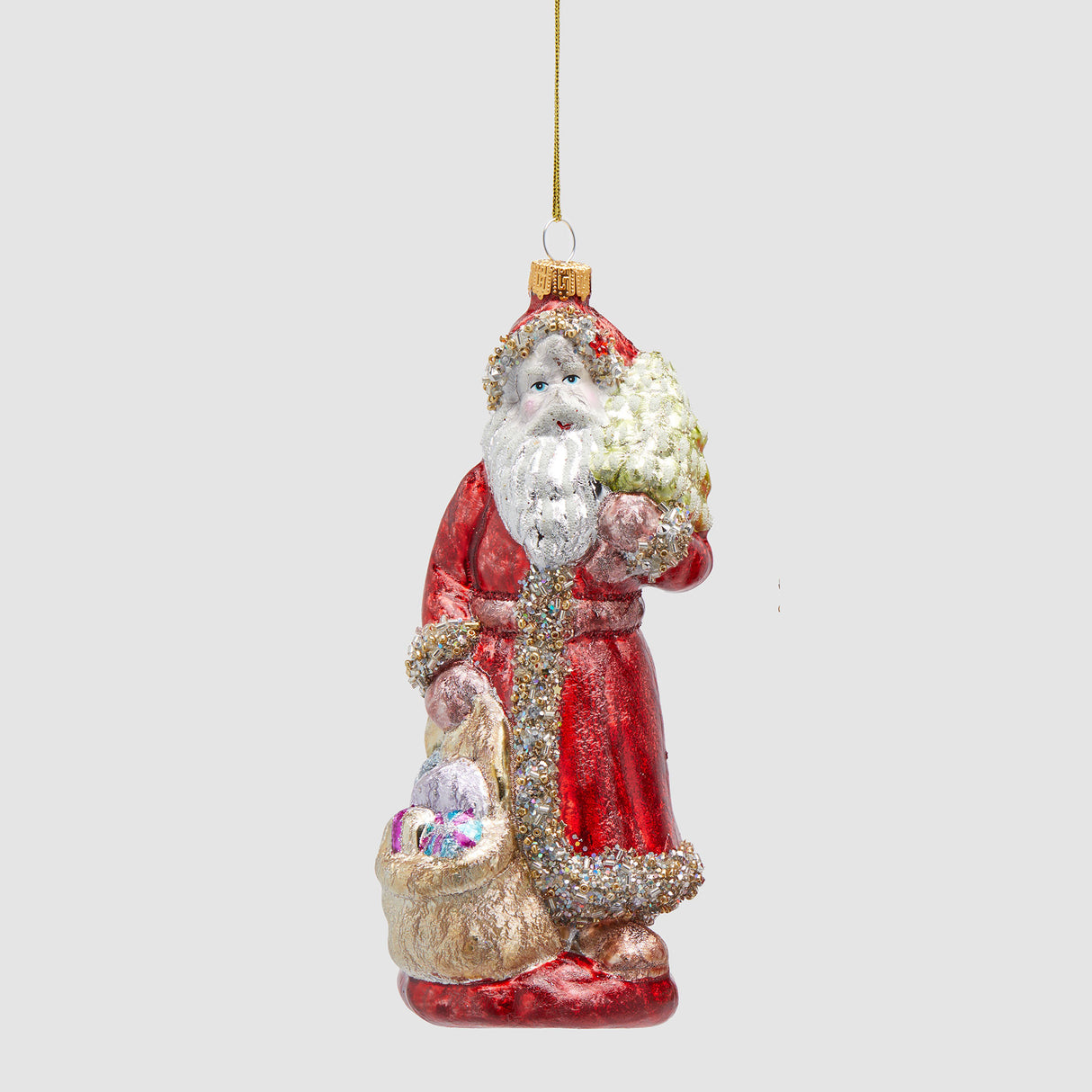 EDG Enzo De Gasperi Addobbo Pendaglio Babbo Natale 19cm Vetro
