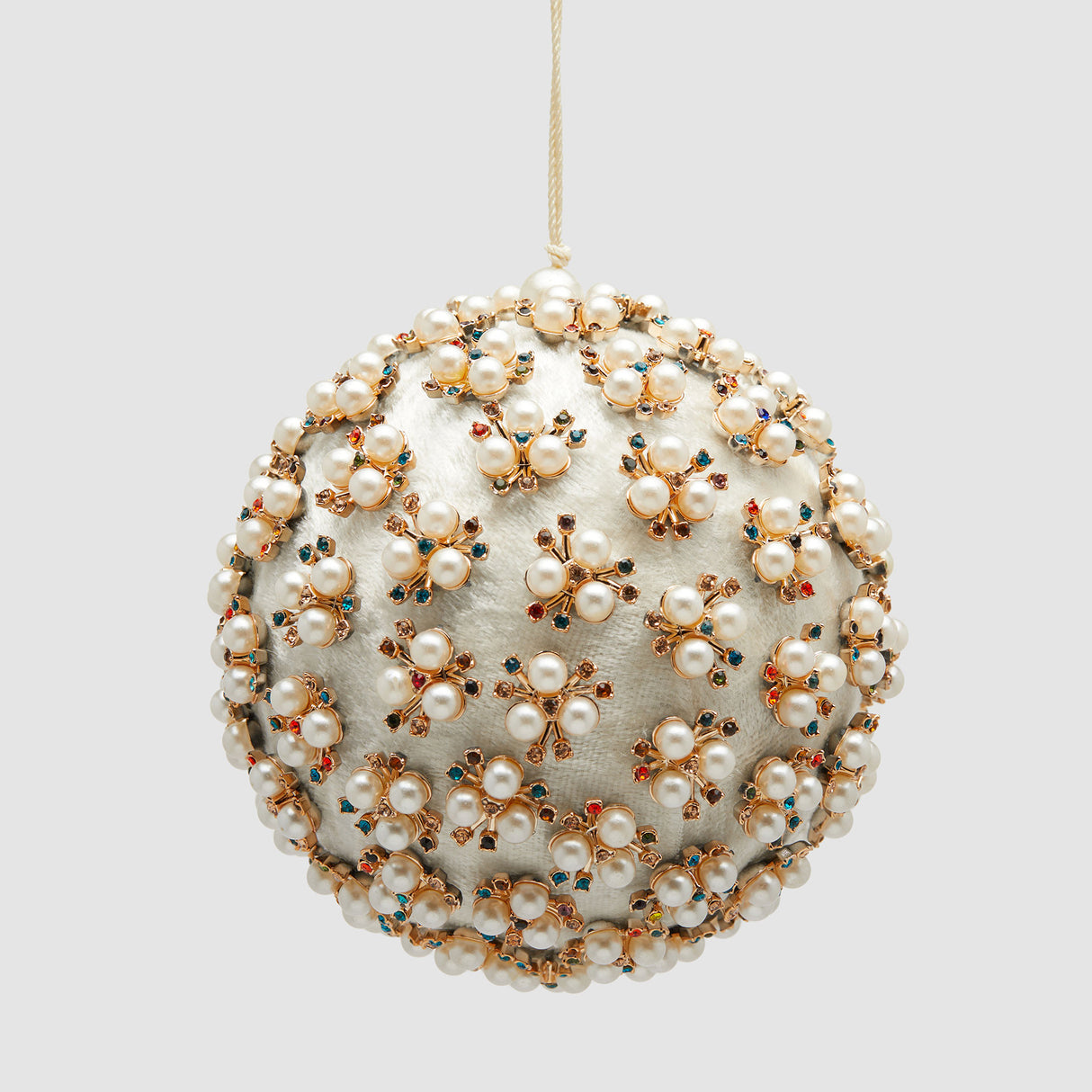 EDG Enzo De Gasperi Addobbo Pallina Sfera di Natale Elizabeth 12cm Velluto Bianco