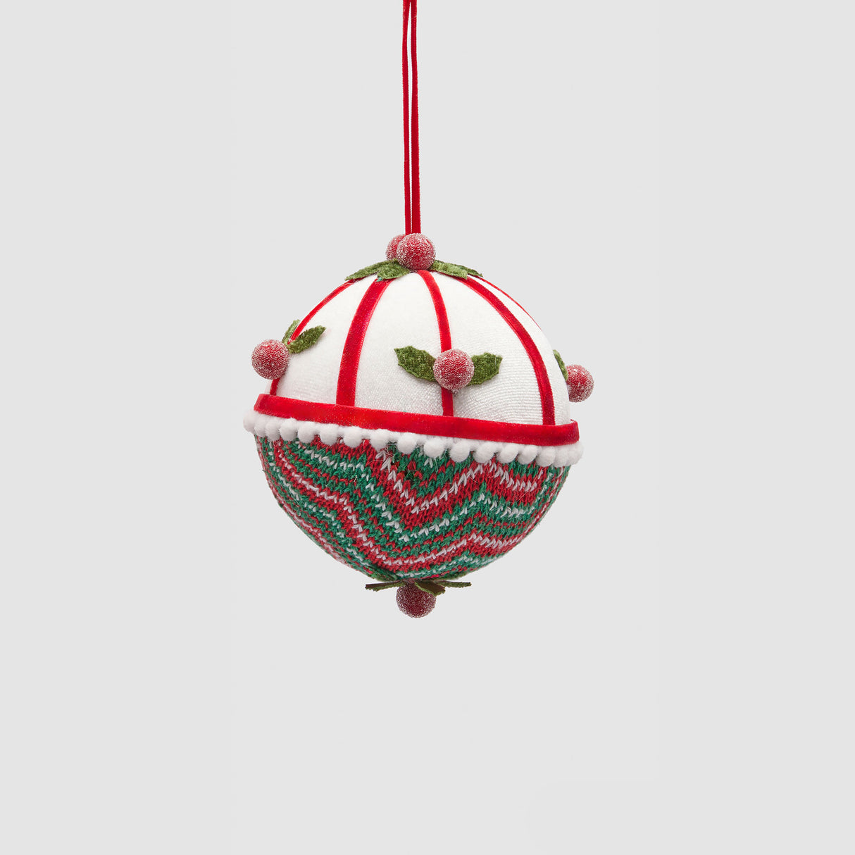 EDG Enzo De Gasperi Addobbo Pallina Sfera di Natale Xmas 12cm Tessuto