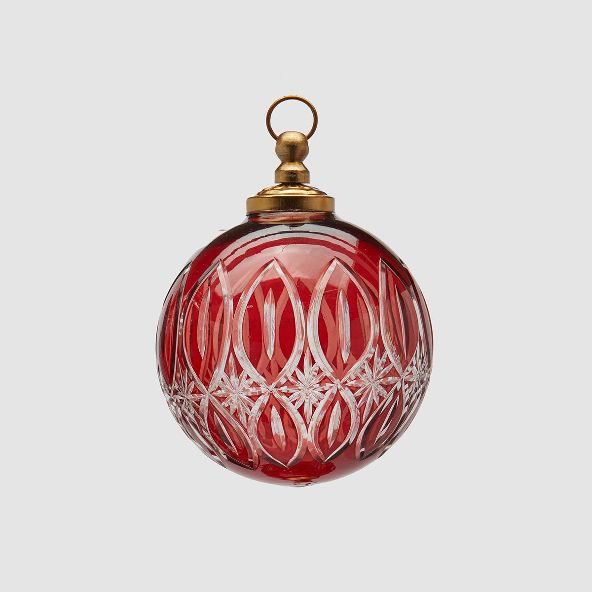 EDG Enzo De Gasperi Addobbo Pallina Sfera di Natale Intagli 10cm Rosso Vetro