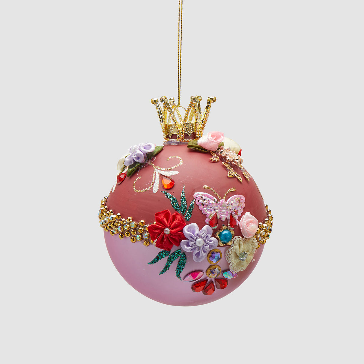 EDG Enzo De Gasperi Addobbo Pallina Sfera di Natale Boheme 13x10cm Vetro