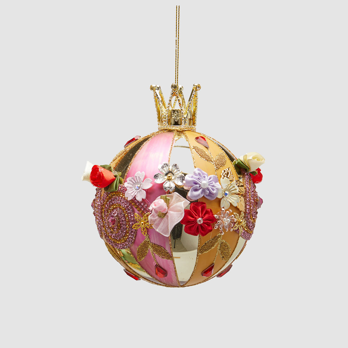 EDG Enzo De Gasperi Addobbo Pallina Sfera di Natale Boheme 13x10cm Vetro