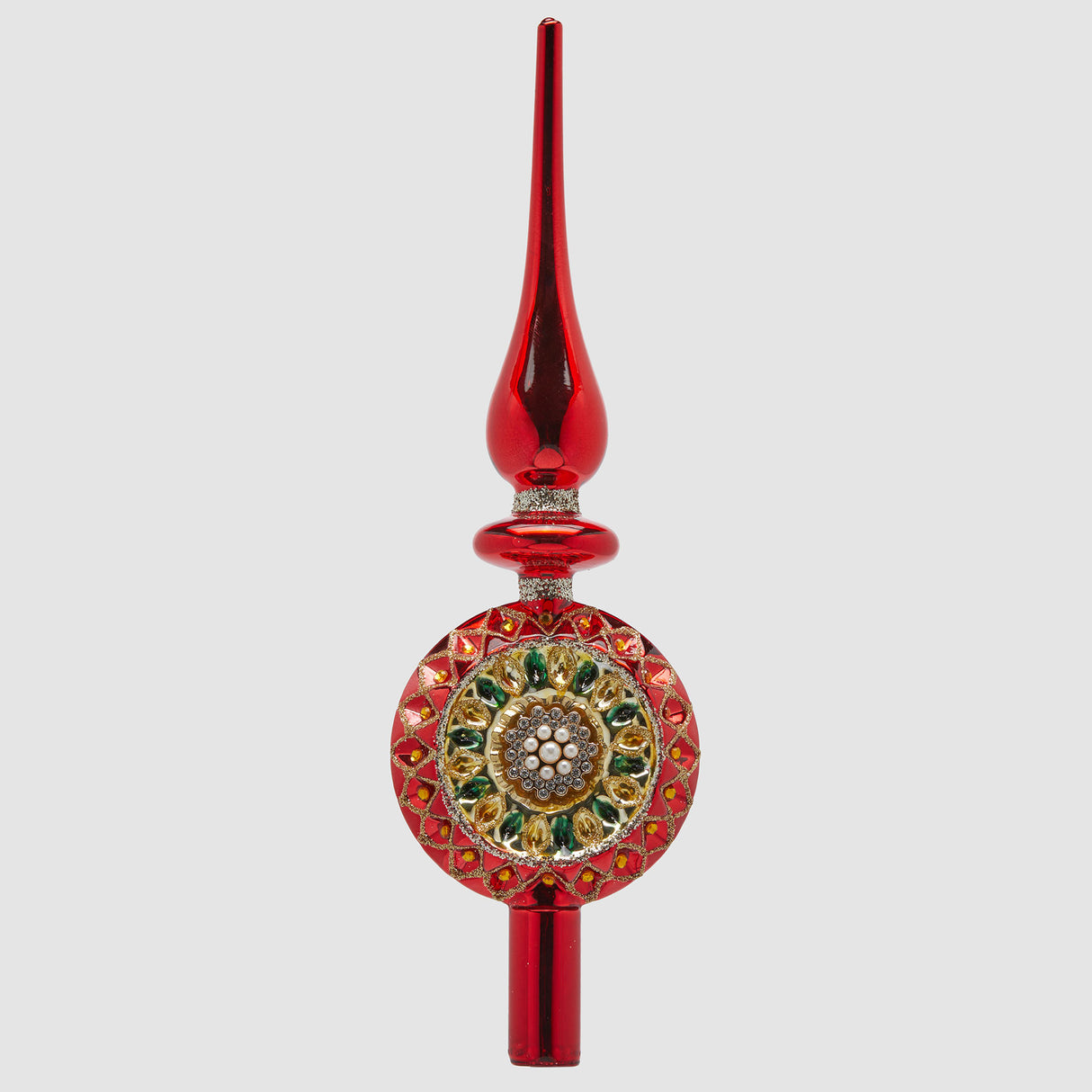 EDG Enzo De Gasperi Puntale per Albero di Natale Vintage 29x9cm Rosso Vetro