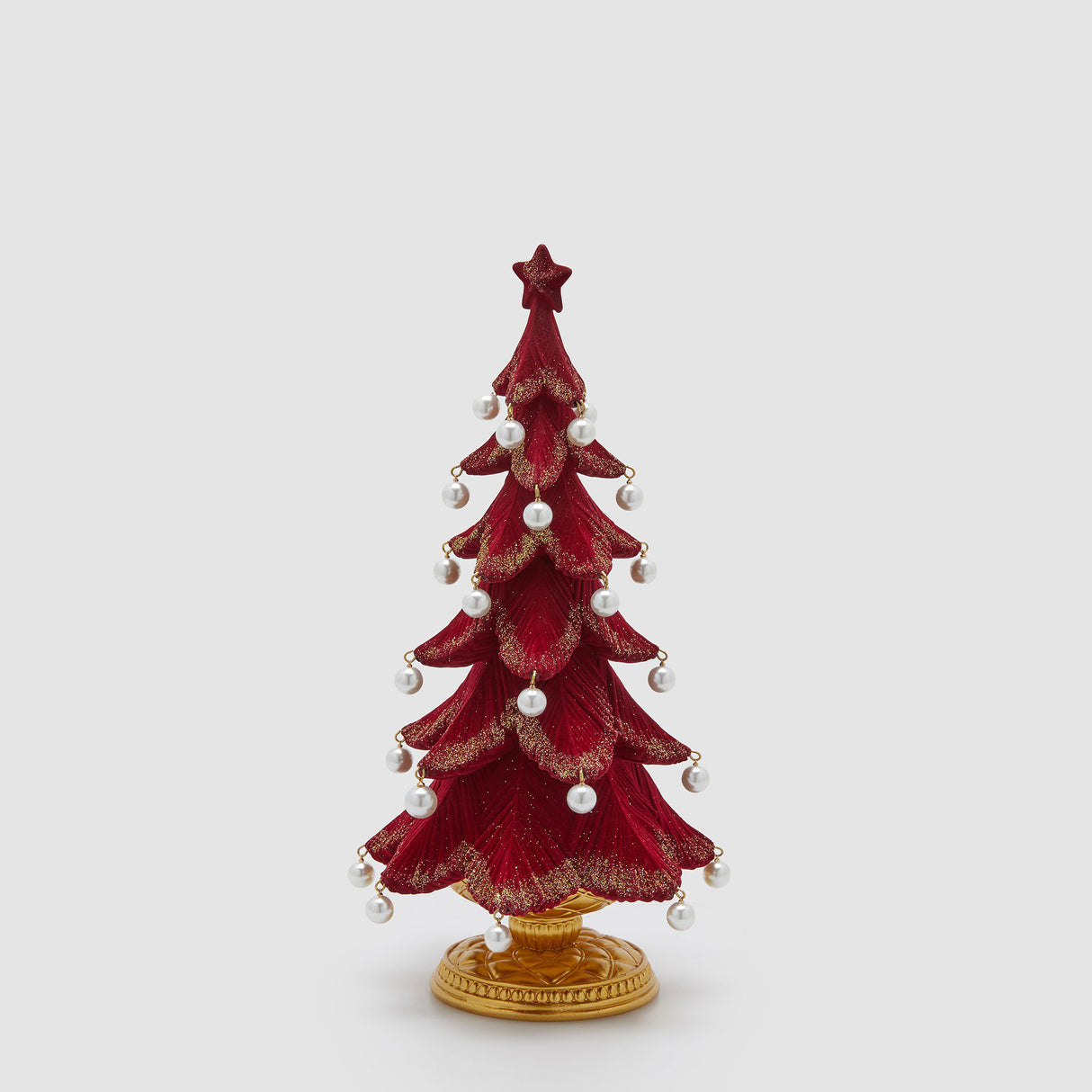 EDG Enzo De Gasperi Pino Albero di Natale con Perle 36x19cm Bordeaux