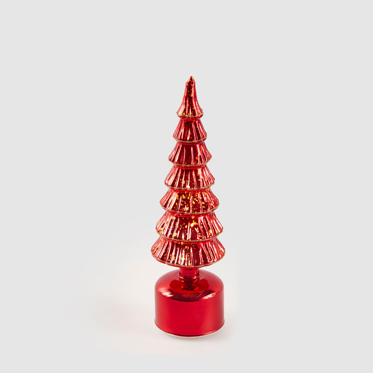 EDG Enzo De Gasperi Decorazione Natalizia Pino Twist con Musica Movimento e Led 35x9,5cm Rosso Vetro