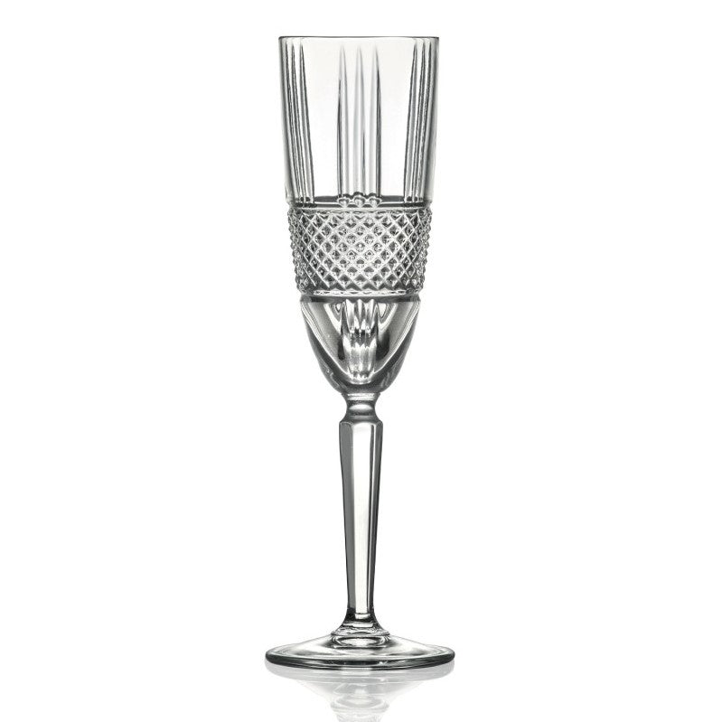 BRANDANI - Diamond Crystal Glass Calice Flute Spumante Champagne Set 6 Pezzi Vetro