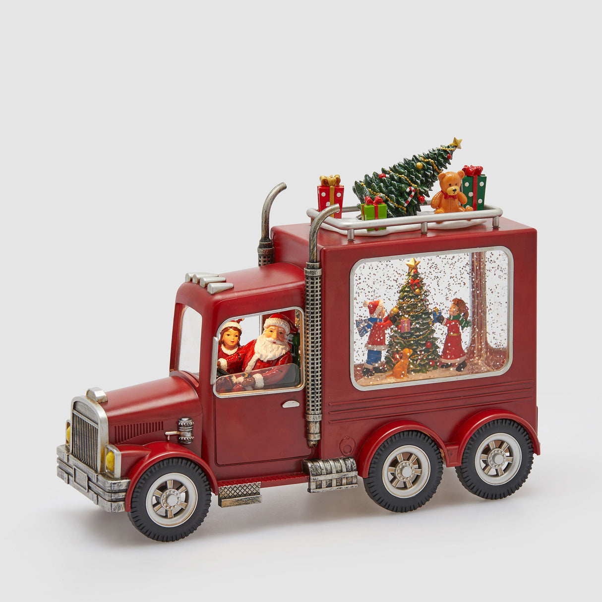 EDG Enzo De Gasperi Decorazione Natalizia Furgone con Babbo Natale Movimento Musica e LED 21,5x28cm