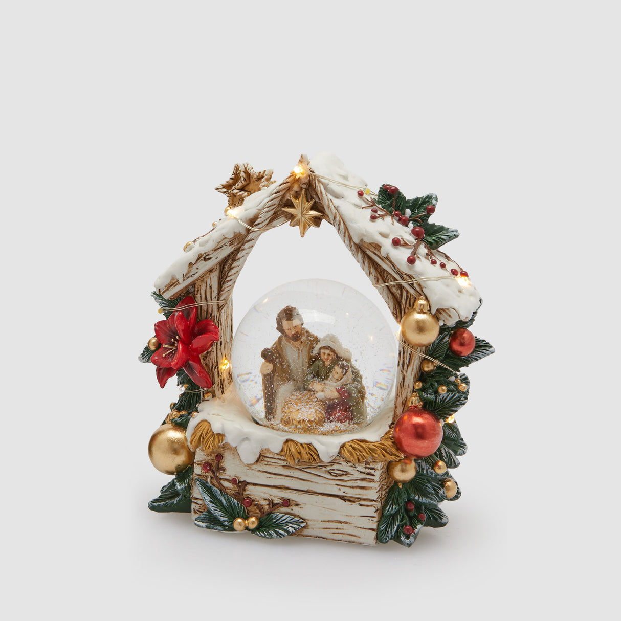 EDG Enzo De Gasperi Decorazione Natalizia Globo di Neve Natività con LED 15x14cm